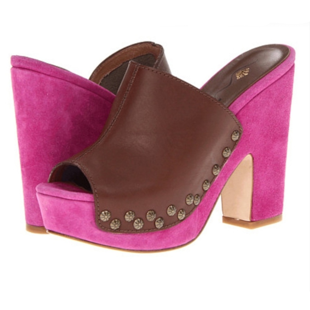 Nina Orchid & Walnut Leather Clogs